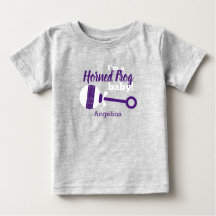 Lila Karierter Rattle Horned Frog Baby T - Shirt