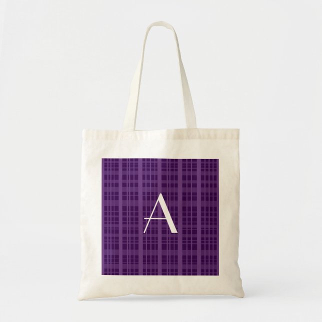 Lila kariertes des Monogramms Tragetasche (Vorne)