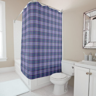 Lila Kariertes Tartan 1 in Lavendel & Blue Duschvorhang