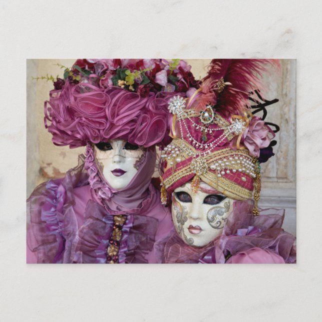 Lila Karnevalskostüme, Venedig Postkarte (Vorderseite)
