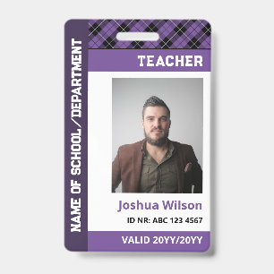 Lila Karo Foto ID Schullehrer Ausweis