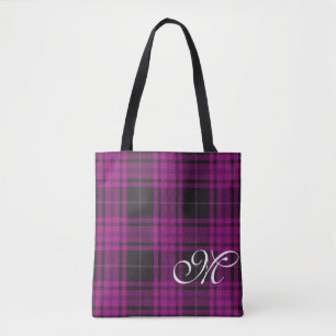 Lila Karo Monogramm-Tragetasche Tasche