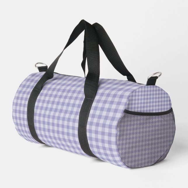 Lila Karomuster Klein Duffle Bag (Rechte Ecke)