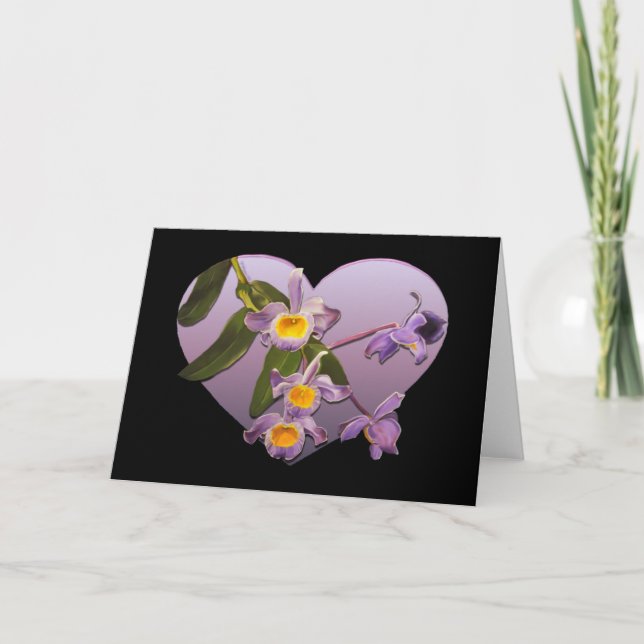 Lila Karte Orchideenvalentines Tages (Vorderseite)