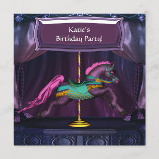 Lila Karussellpferd Einladung