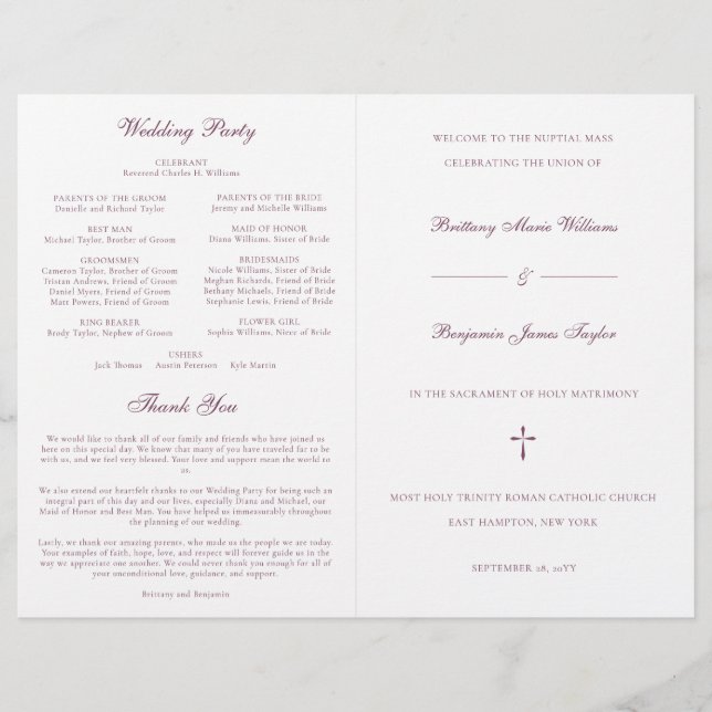 Lila-katholische Hochzeitsfeierlichkeiten (Vorderseite)