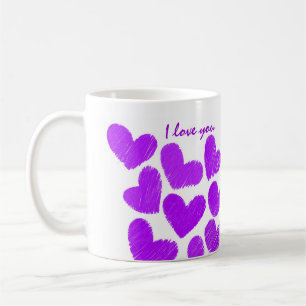 Lila Kätzchen "Ich Liebe dich" Kaffeetasse