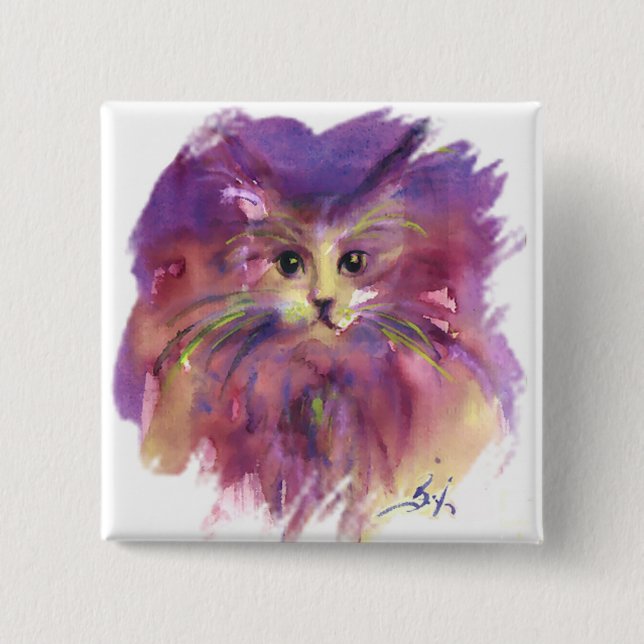 LILA KÄTZCHEN, KATZENPORTRAIT BUTTON (Vorderseite)