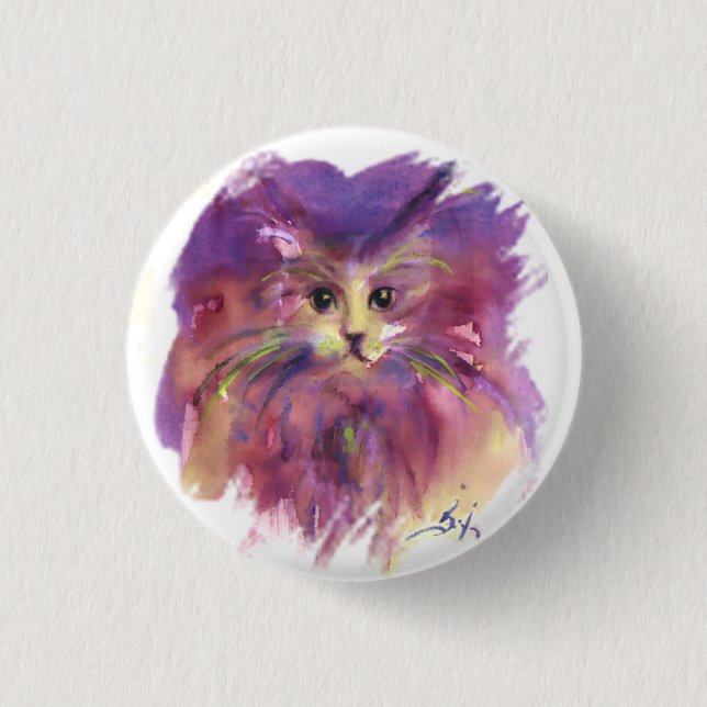 LILA KÄTZCHEN, KATZENPORTRAIT BUTTON (Vorderseite)