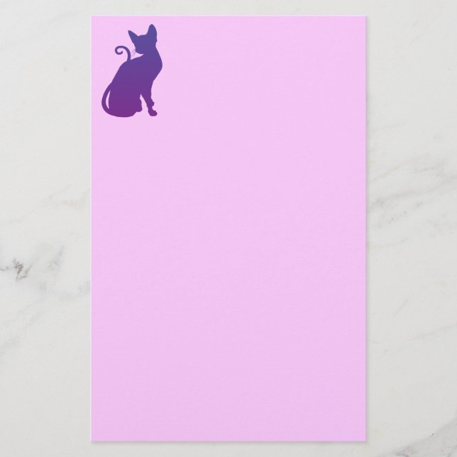 Lila Katze Briefpapier (Vorderseite)