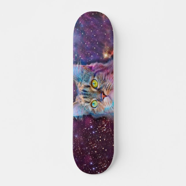 Lila Katze im All Skateboard (Vorne)