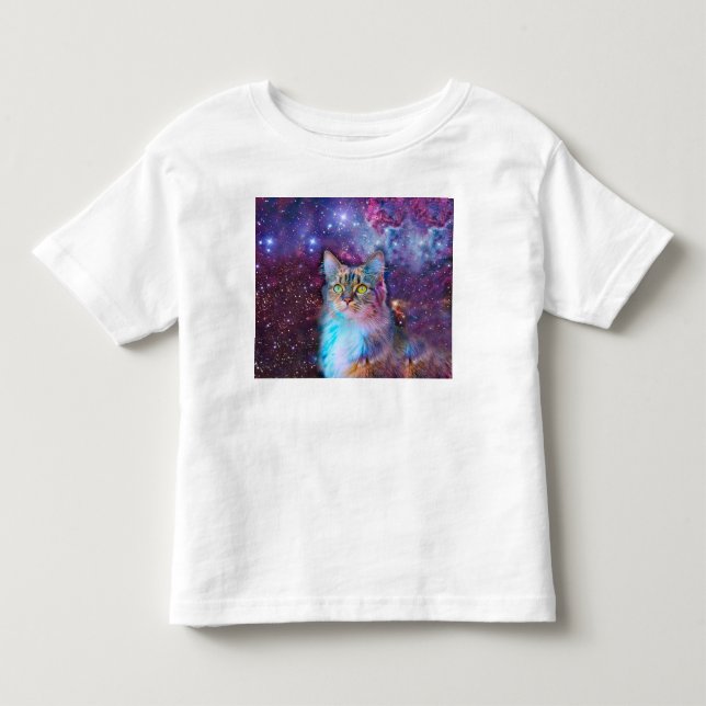 Lila Katze im Weltraum Kleinkind T-shirt (Vorderseite)