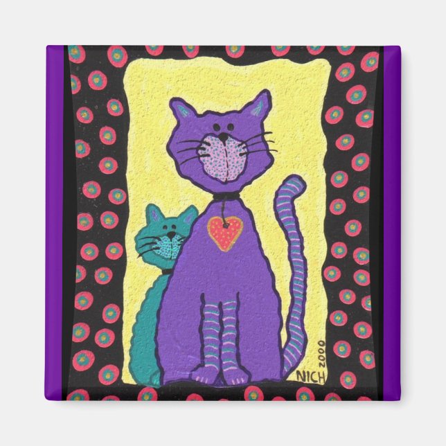 Lila Katze & Kitty - Magnet (Vorne)