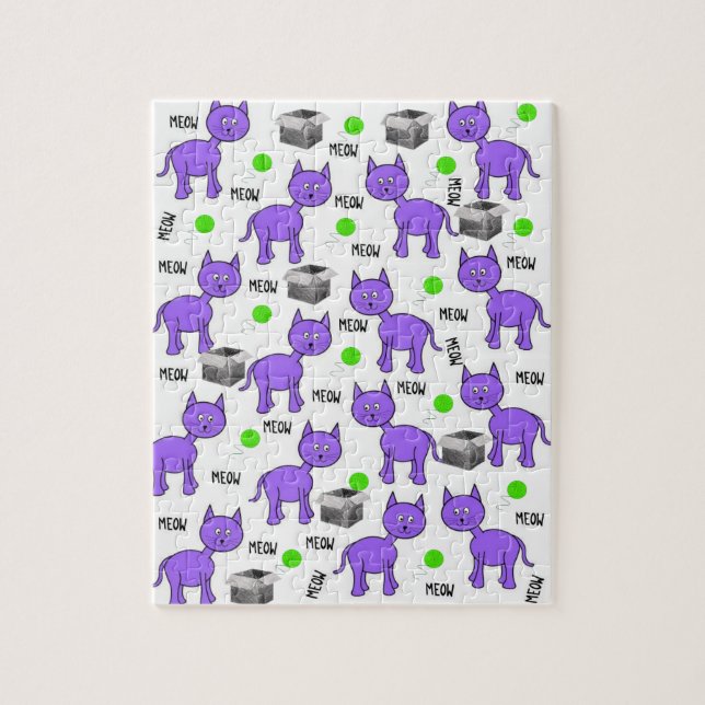 Lila Katzen Meow Jigsaw Puzzle (Vertikal)