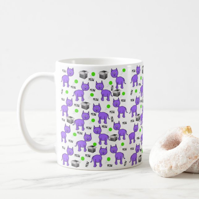Lila Katzen Meow-Tasse Kaffeetasse (Mit Donut)