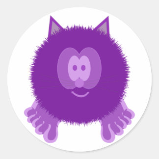 Lila Katzenpom-Pom-Pal-Aufkleber Runder Aufkleber
