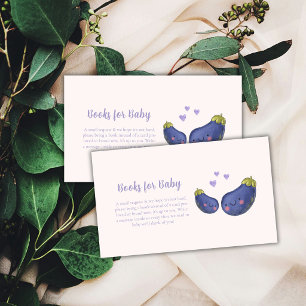 Lila Kawaii Herz Aubergine Bücher Baby Shower Begleitkarte
