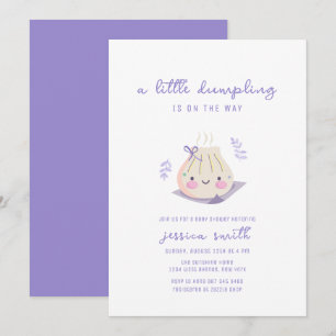 Lila Kawaii-Schleife-Dampfnudel-Mädchen-Baby-Party Einladung