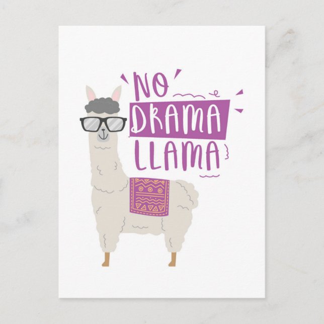 Lila kein Drama-Lama Feiertagspostkarte (Vorderseite)