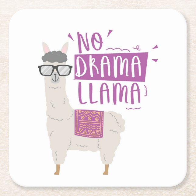 Lila kein Drama-Lama Rechteckiger Pappuntersetzer (Vorderseite)