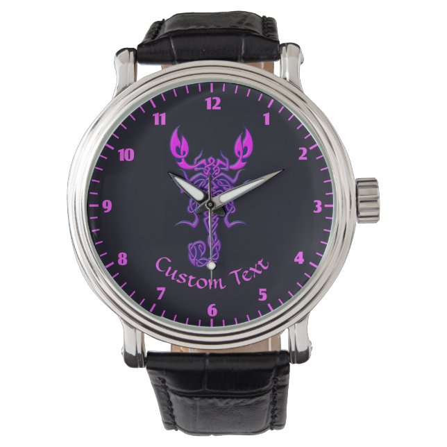 Lila keltische Knochenskorpion Armbanduhr (Vorderseite)