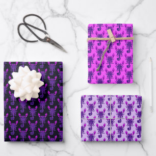 Lila keltische Knochenskorpion Geschenkpapier Set