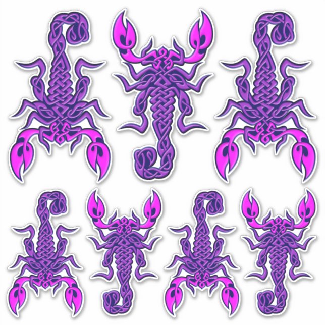 Lila keltisches Knot-Skorpion-Aufkleber-Set Aufkleber (Vorderseite)