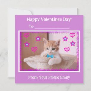 Lila Kinder Funky Kitten Klassenzimmer Valentinsta Feiertagskarte