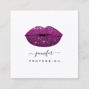 Lila KISS LIPS Makeup Artist White Social Media Quadratische Visitenkarte
