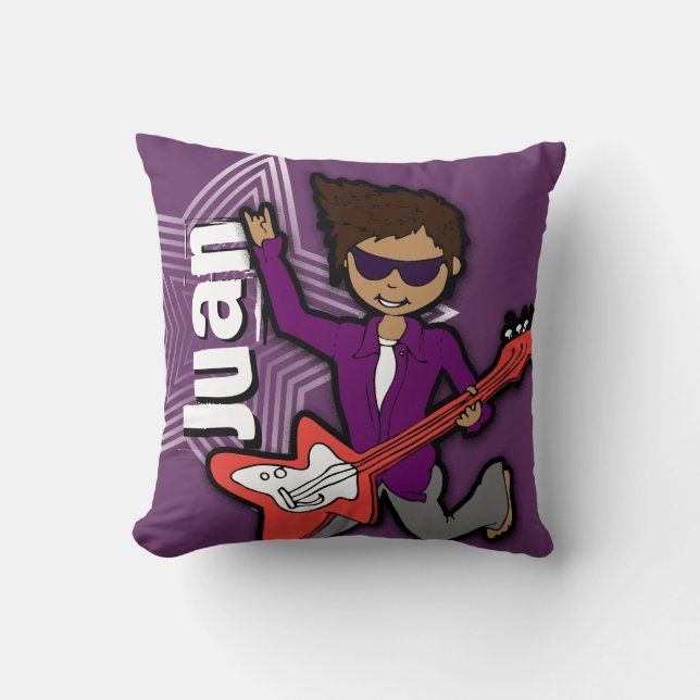 Lila Kissen Kinderdes rockstar (Vorderseite)