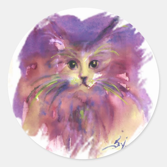 LILA KITTEN, KITTKATASTROPHEN RUNDER AUFKLEBER (Vorderseite)