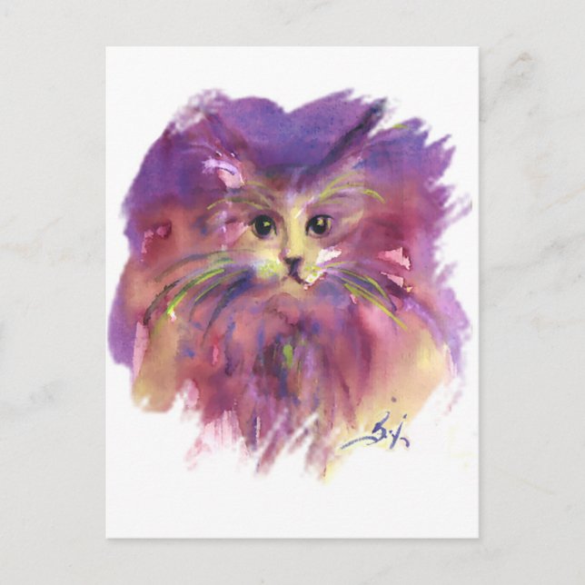 LILA KITTEN, KITTKÜCHENPORTRAL MIT FARBENFARBIGER  POSTKARTE (Vorderseite)
