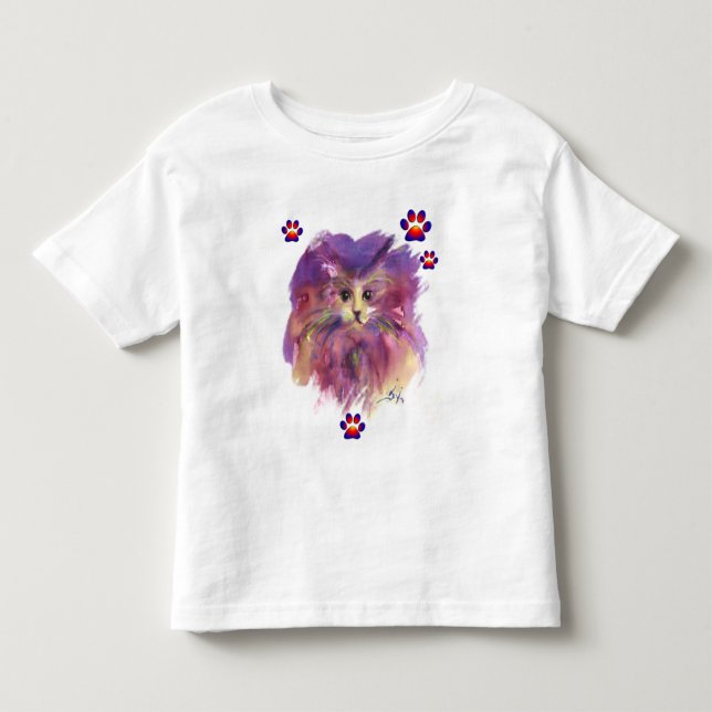 LILA KITTEN, KITTKÜSTENPORTRAL, FARBFARBIGE ZAHLEN KLEINKIND T-SHIRT (Vorderseite)