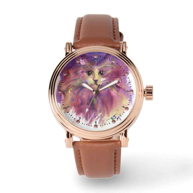 LILA KITTEN,NIEDLICH KITTKÜSTENPORTRAL ARMBANDUHR (Vorderseite)