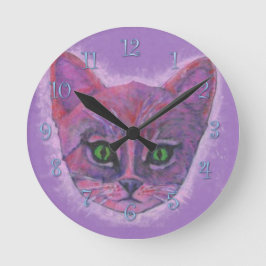 Lila Kitten Runde Wanduhr