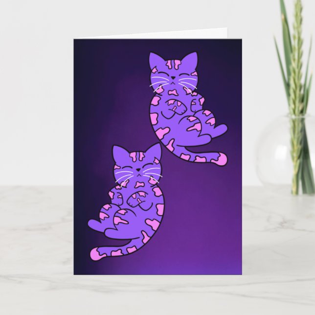 Lila Kitten Twins 2 Karte (Vorderseite)