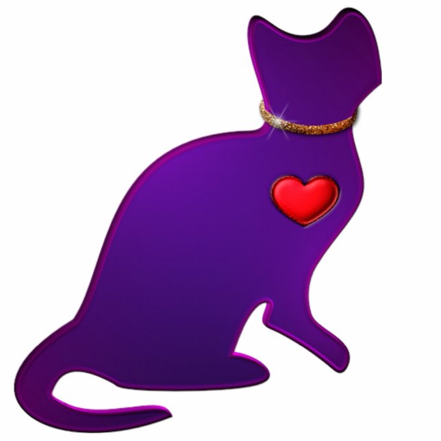 Lila Kitty Cat Freistehende Fotoskulptur (Vorne)
