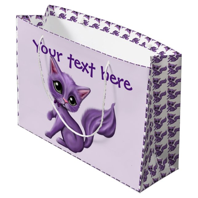 Lila Kitty-große Geschenk-Tasche Große Geschenktüte (Rückseite Schrägansicht)