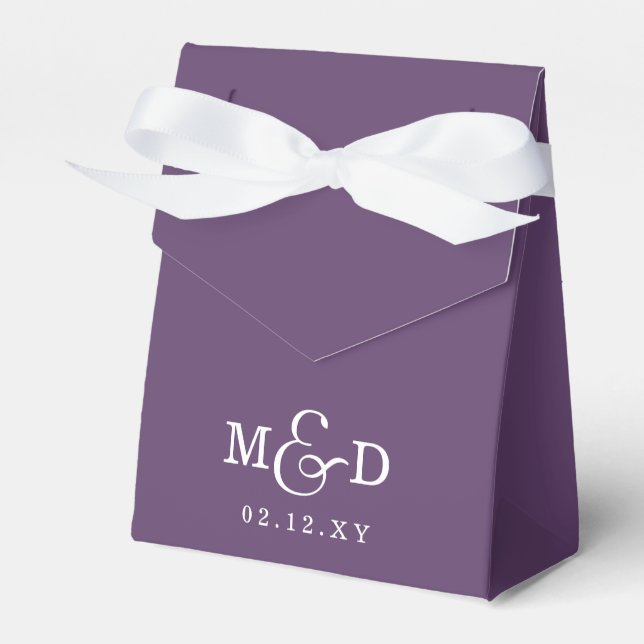 Lila klassische moderne Monogramm-Hochzeit Geschenkschachtel (Vorderseite)
