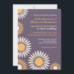 Lila klassische Retro-Sonnenblume Einladung<br><div class="desc">Lila Hintergrund Hochzeitseinladung mit weißem und gelbem Sonnenblumenmuster. Sie planen eine Hochzeit im Frühling oder Sommer mit wunderschönen Blume überall. Dann ist das vielleicht eine perfekte Karte für Sie. Passen Sie den Wortlaut und die Schriftart an, um Ihren Geschmack zu erfüllen. Besuchen Sie meinen Shop für weitere Variationen dieses Designs...</div>