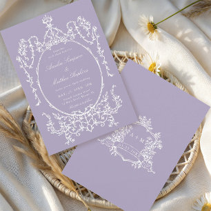 Lila klassischer floraler Rahmen Hochzeit Einladung