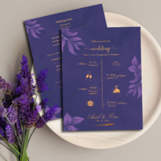 Lila klassisches Hochzeitsprogramm aus Marmor