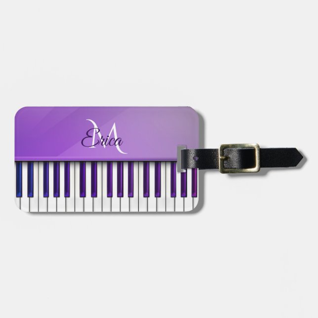 Lila Klavier-personalisierter Musik-Gepäck-Umbau Gepäckanhänger (Vorderseite horizontal)
