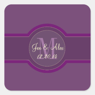 Lila Kleber für Gastgeschenk Hochzeiten aus Pflaum Quadratischer Aufkleber