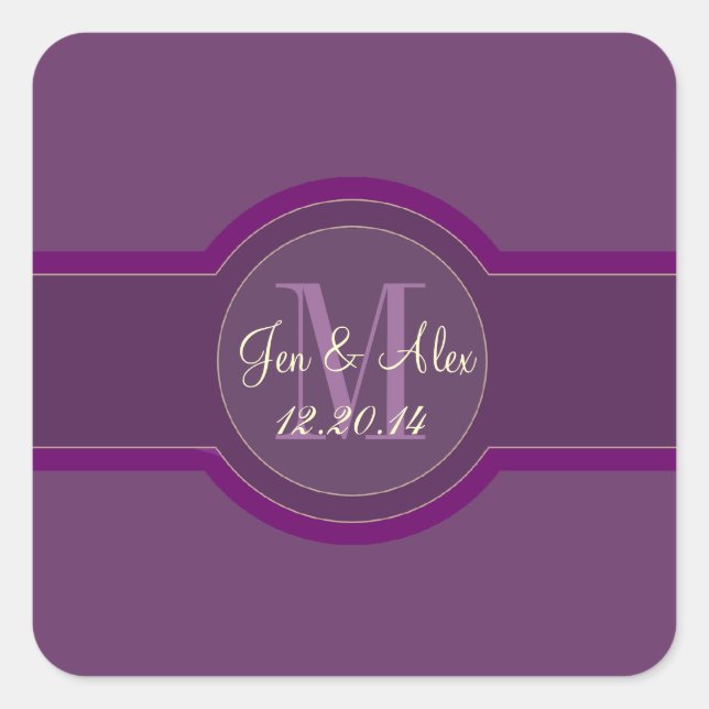 Lila Kleber für Gastgeschenk Hochzeiten aus Pflaum Quadratischer Aufkleber (Vorderseite)