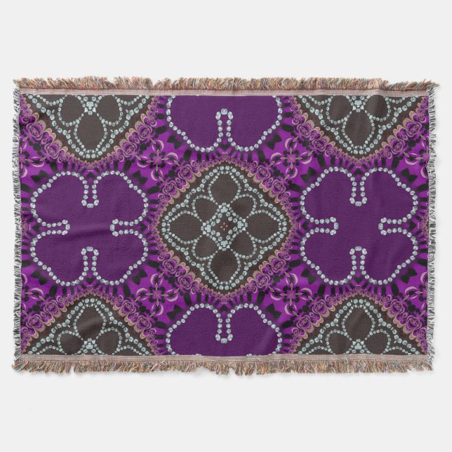 Lila Klee Geometric Patter Woven Throw Blanket Decke (Vorderseite)