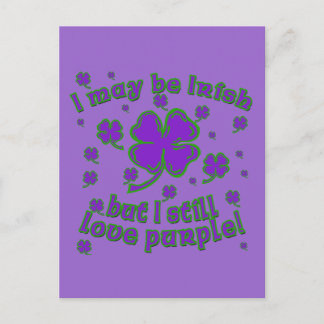 Lila Kleeblatt St. Patrick's Day Design Postkarte
