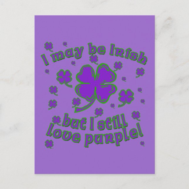 Lila Kleeblatt St. Patrick's Day Design Postkarte (Vorderseite)