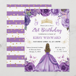 Lila Kleid Blonde Prinzessin Geburtstag Einladung