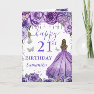 Lila Kleid Blondhaarige Prinzessin Geburtstag Karte